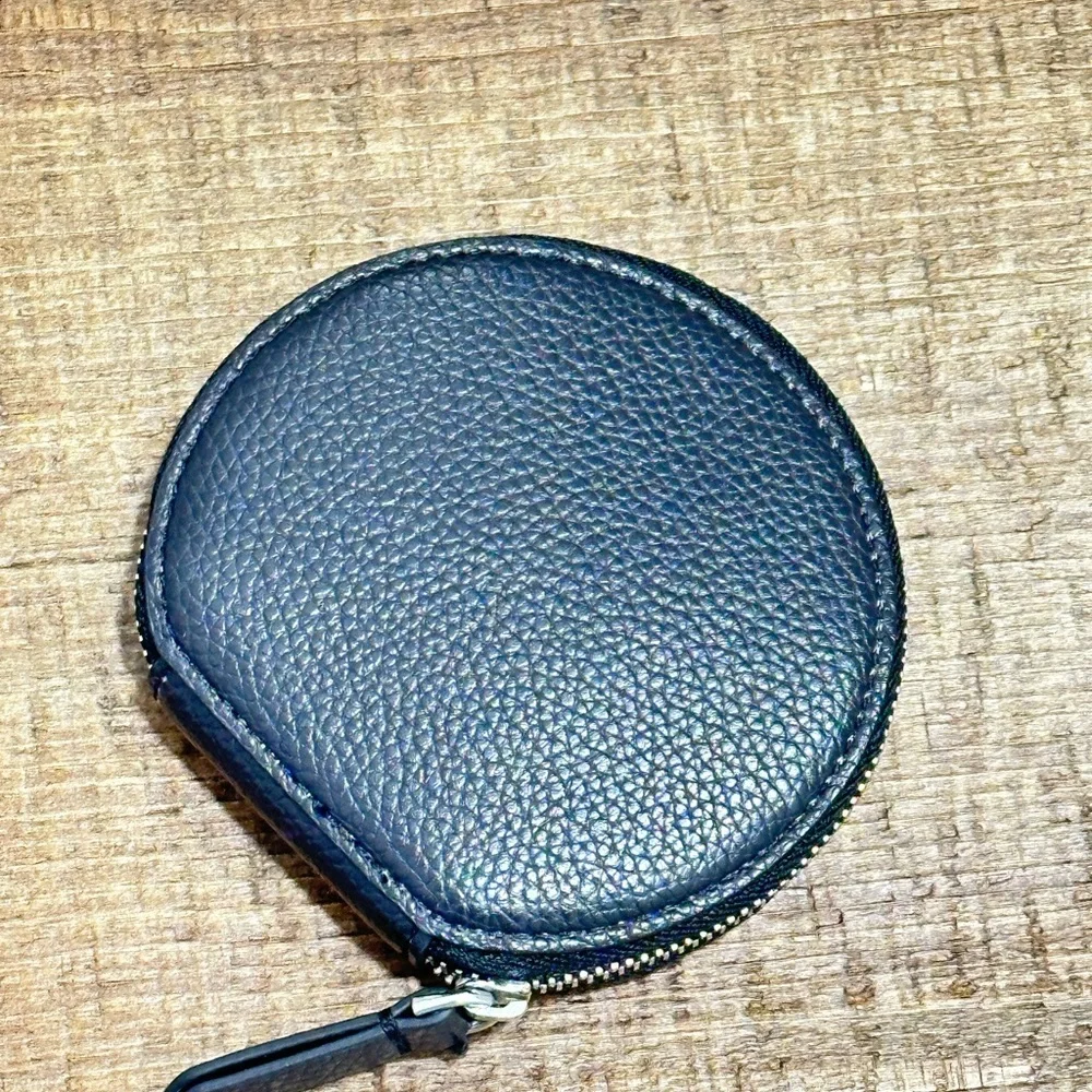 Vera Bradley Black Round Coin Purse with Colorful Paisley Motif
